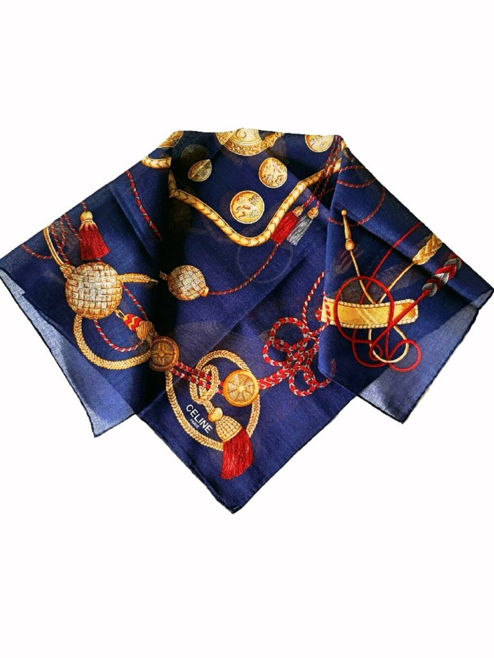 Vintage Celine Paris Cotton Tassel Cord Scarf